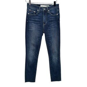 Lovers  Friends High Rise Skinny Jeans Raw Hem Dark Wash Size 26